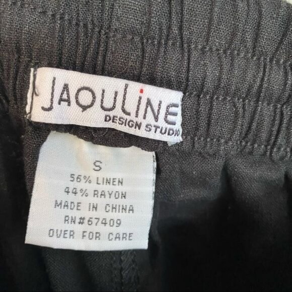 Jaquline Design Black Studio Linen Pants With Pockets and Draw Strig Lounge Pant - Picture 5 of 9